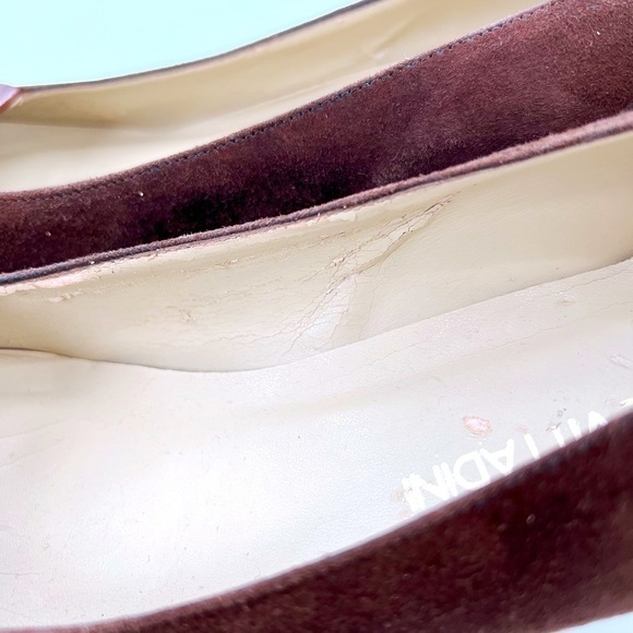 Adrienne Vittadini Brown Suede Womens 9.5 B  Tassel Loafer Heel vintage - Picture 11 of 14